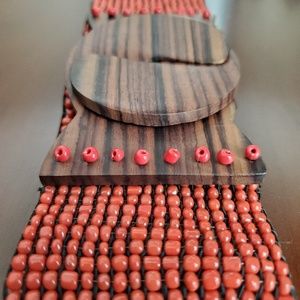 Anthropologie (boho look) Coral beaded belt. Nice